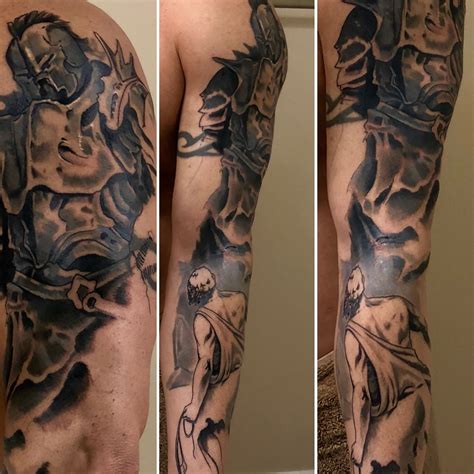 Photo of tattoo david and goliath tattoo in black an grey. My David and Goliath ink is coming together beyond my ...