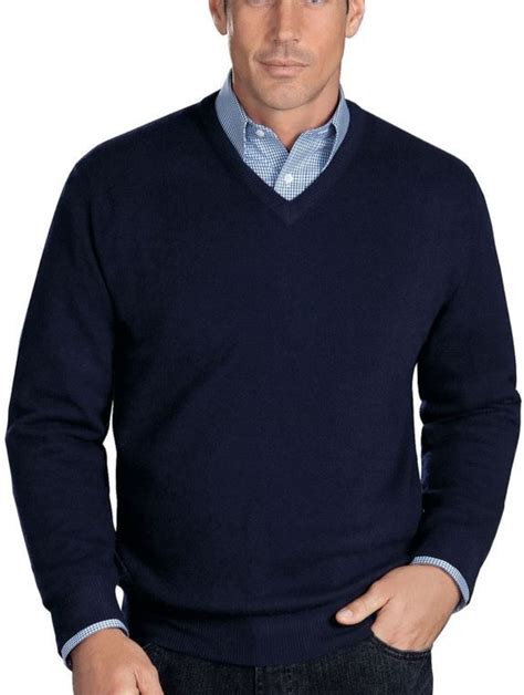 Navy Mens V Neck Sweaters 100 Cashmere Made In Scotland