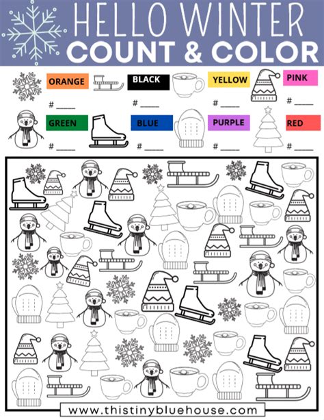 Free 2 Version Winter I Spy Printable Count And Color Activity For