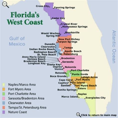 East Coast West Coast Map Of Florida Beaches