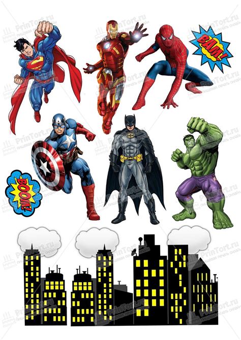 Картинка для торта Супергерои мстители Pt100540 печать на