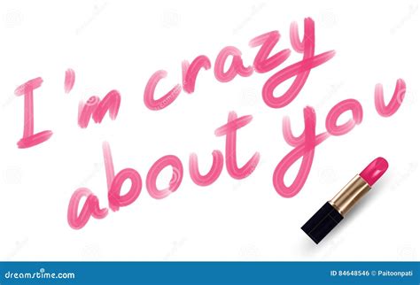 I`m Crazy About You Text Write By Lipstick Pink Color Stock Vector