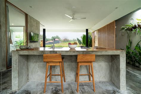 Modern Open Kitchen In Luxury Villa Bali By Bisual Studio Kitchen