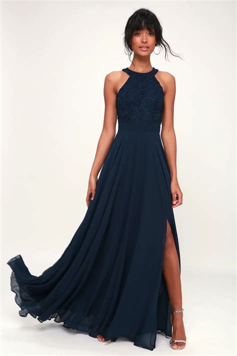 Picture Perfect Navy Blue Lace Maxi Dress Navy Blue Bridesmaid