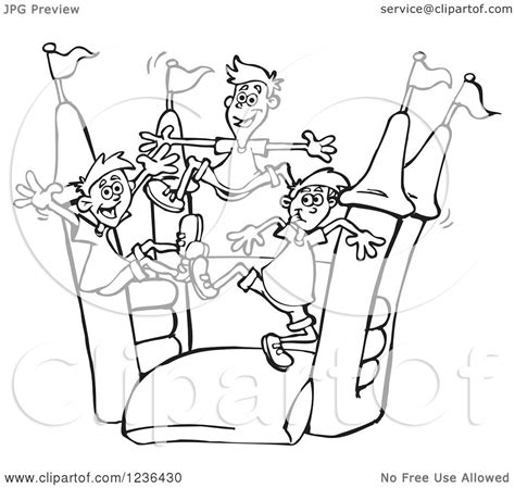 For example, if you are planning a birthday party for your sweet little girl; Clipart of Black and White Boys Jumping on a Castle Bouncy House - Royalty Free Vector ...