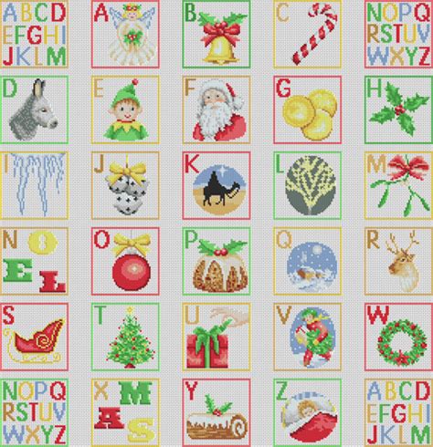 christmas alphabet cross stitch pattern