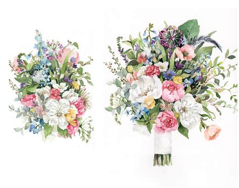 Browse the most beautiful wedding flowers to get inspired for your own big day. Watercolor flower bouquets. Custom work. Valentine's day ...