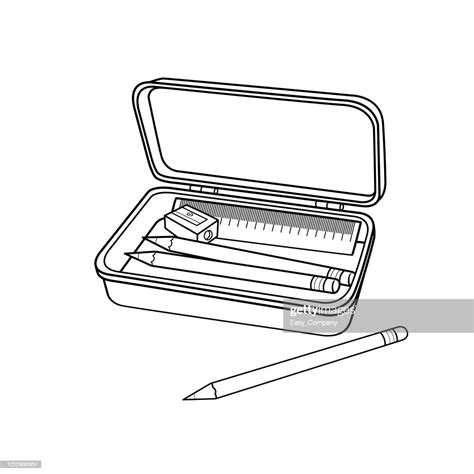 ฺvector Illustration Of Black And White Pencil Case Isolated On White
