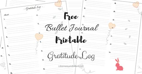 FREE Gratitude Log Bullet Journal Printable