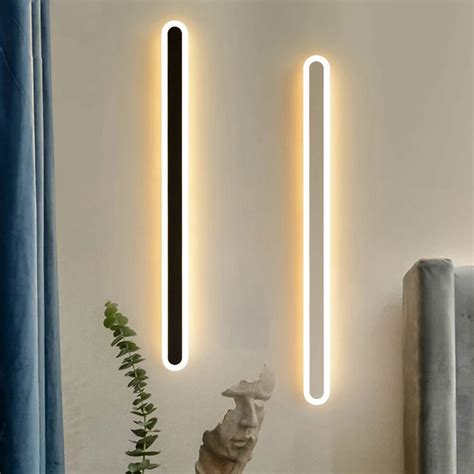 Minimalist Led Long Strip Wall Lamp Sconce Fixture Bedside Etsy