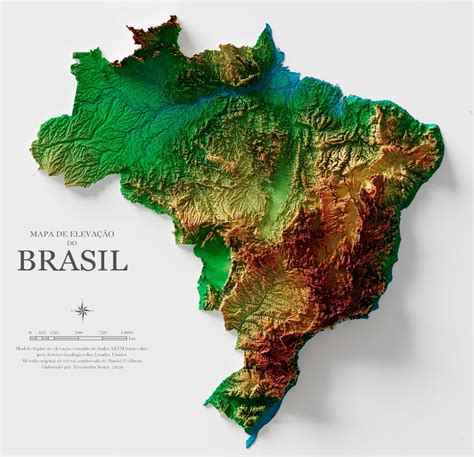 Map Of The Elevations Of Brazil Maps On The Web