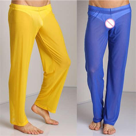 Sexy Mens Pajamas Mesh See Through Underwear Home Lounge Soft Pants Nightwear Ebay
