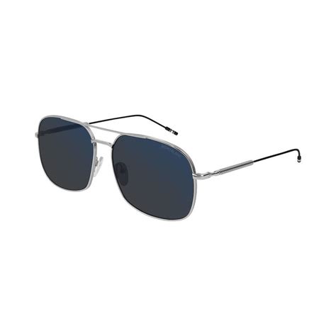 men s metal rectangular pilot sunglasses silver montblanc touch of modern