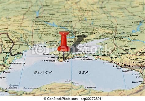 Jalta Yalta Crimea Ukraine Marked With Red Pushpin On Map Jalta