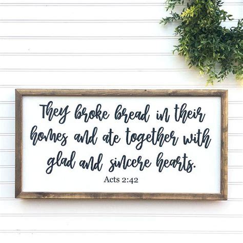 They Broke Bread In Their Homes Acts 242 Hand Painted Framed Wood