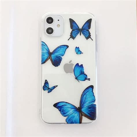 Transparent Blue Butterfly Cases In 2020 Girly Iphone Case Pretty