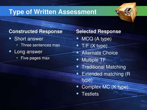 Ppt Written Assessment Powerpoint Presentation Free Download Id