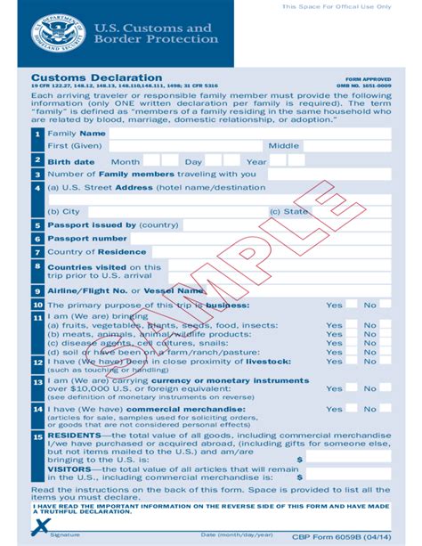 Printable Us Customs Declaration Form Printable Forms Free Online