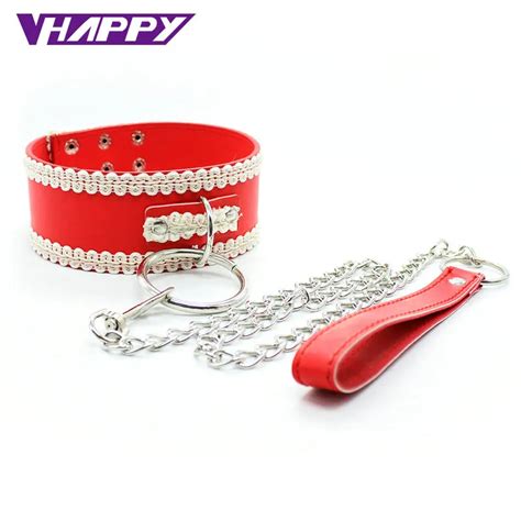 Sex Products Leather Sex Slave Bondage Collar With Chain Leash Adult