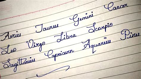 I like how cursive writing flows on the paper. Zodiac signs/Super clean calligraphy/cursive handwriting ...
