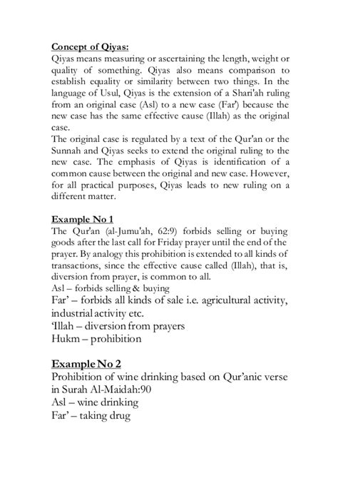 •definition • essential elements of qiyas and their conditions • types of qiyas • justification of qiyas as a secondary. Concept of qiyas