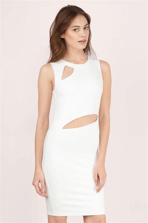 Sexy White Bodycon Dress Cut Out Dress Midi Dress 15 Tobi Us