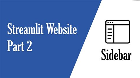 Add Sidebar In Streamlit Web Application Streamlit Sidebar And Columns Part Side Menu