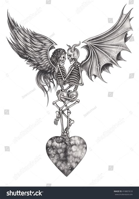 Love Angel And Devil Drawings