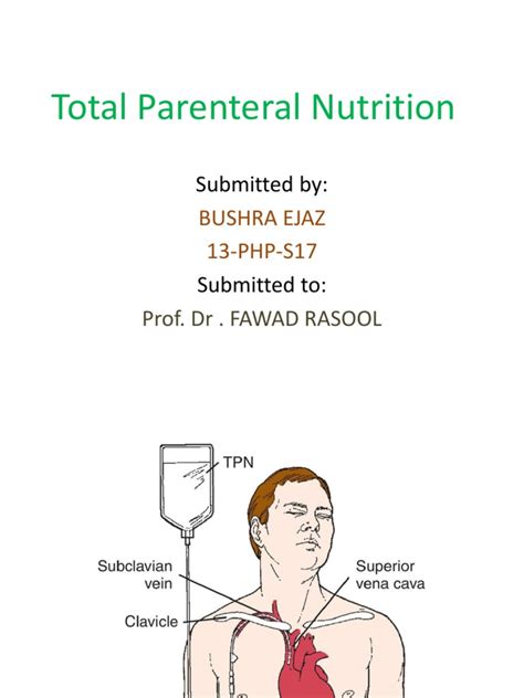 Total parenteral nutrition (tpn) is a way of supplying all the nutritional needs of the body by bypassing the digestive system and dripping nutrient solution directly into a vein. Total Parenteral Nutrition | Health Sciences | Wellness