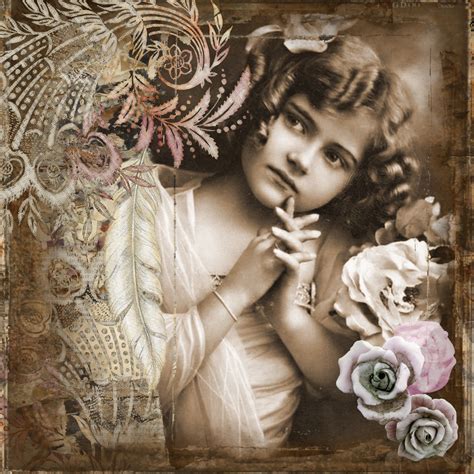 Vintage Little Girl Art Collage Free Stock Photo Public
