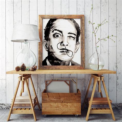 Dali Watercolour Portrait Painting Giclée Print Wall Art Etsy