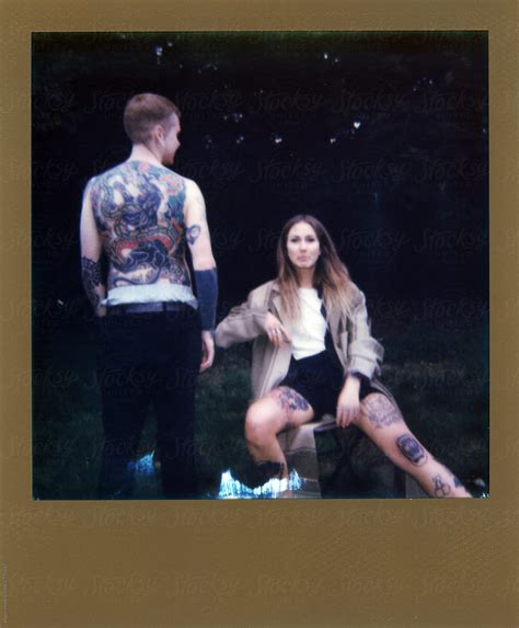 Polaroid Scan Of A Heavily Tattooed Man Sitting Outside Porkkgas