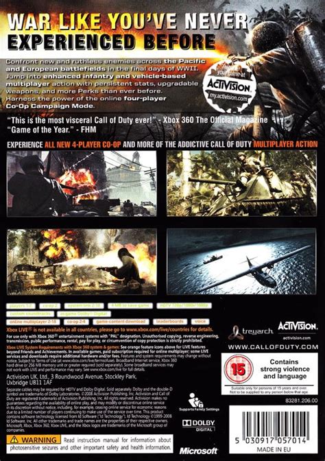 Call Of Duty World At War 2008 Xbox 360 Box Cover Art Mobygames