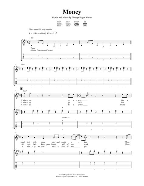 A good bass can make you groove and dance to your feet. Money Guitar Tab by Pink Floyd (Guitar Tab - 39931)