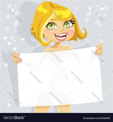 Cute Nude Girl Hold Blank Seductive Banner Vector Image