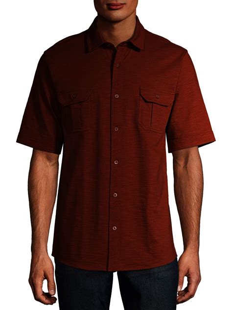 George Mens And Big Mens Ultra Soft Knit Short Sleeve Button Down
