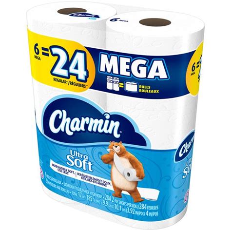 Thicker, and 2x more absorbent than the leading national value brand*. Charmin Ultra Soft Mega Roll Toilet Paper | Hy-Vee Aisles ...