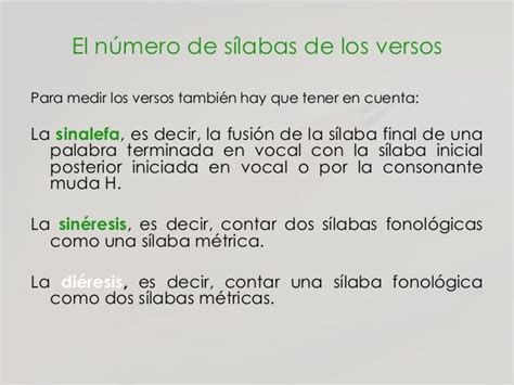 El N Mero De S Labas De Los Versos Para Medir Los Versos Tambi N Hay