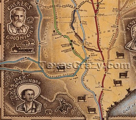 Shop Texas Cattle Trails Map Framed Texas Wall Decor
