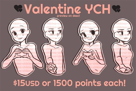 Valentine YCH By Kimo Chi Drawing Base Drawing Poses Art Reference