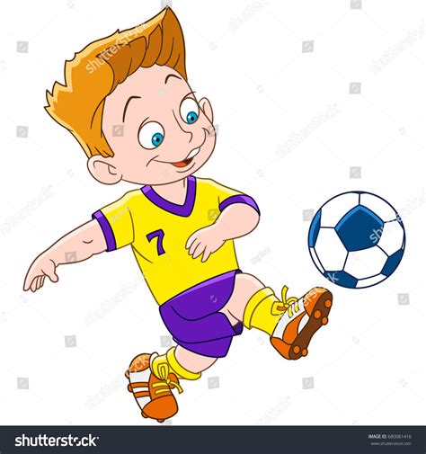 Cartoon Boy Playing Football Isolated On Stock Vector