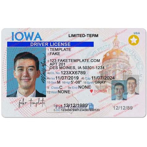 Iowa Drivers License Format High Quality Fake Template