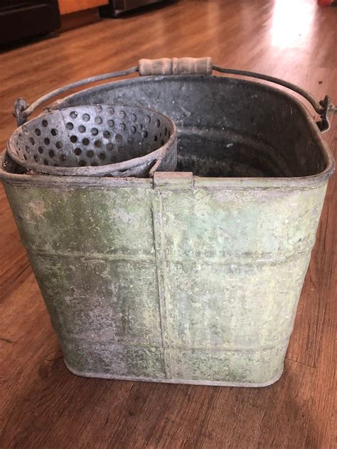 Vintage Galvanized Metal Mop Bucket Etsy
