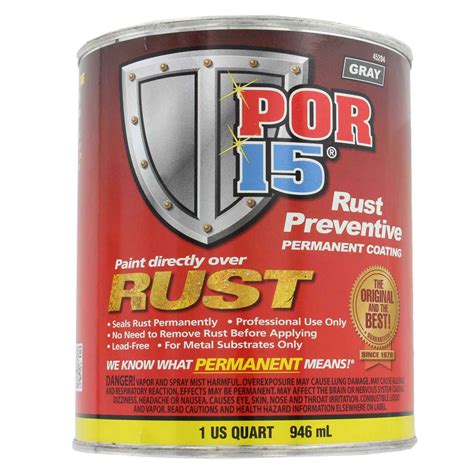 1 Quart Por 15 Rust Preventive Protection Coating Gray 45204 Car