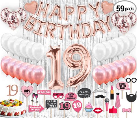 19th Birthday Decorations Party Supplies And Rose Gold Party Etsy