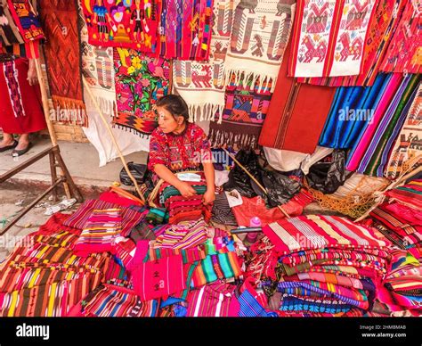 Traditional Mayan Textiles At The Sunday Market In Chichicastenango
