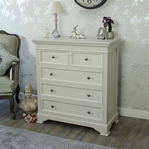 Mushroom Grey Wooden Large Chest Of Drawers Bedroom Furniture Country