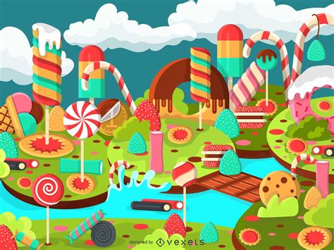 Candy Landscape Illustration Vector Download