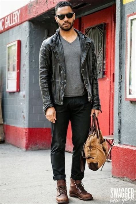 Mens Black Leather Jacket Style Famous Outfits