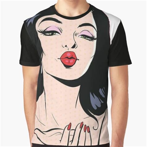 Pop Art Woman In Red Lipstick Kiss Graphic T Shirt For Sale By